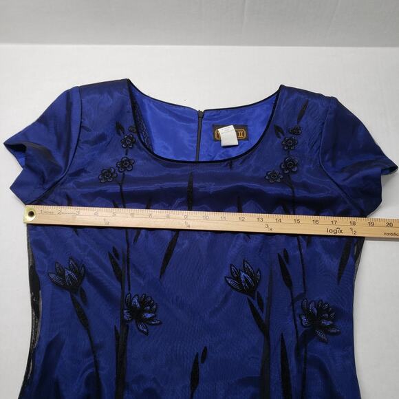 Vintage Virgo II Cocktail Dress Womens 6 Blue Velvet Burnout Sheer Goth Fairy - Picture 6 of 16